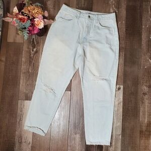 FLYING MONKEY WOMEN'S DISTRESSED HIGH-RISE JEANS SIZE 30 LIGHT WASH BLUE